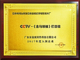 CCTV-《金马领袖》栏目组入围企业 - 东晟唇形密封圈