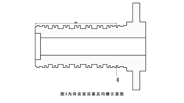 一种孔用密封圈快捷安装夹具图3为待安装活塞及沟槽示意图