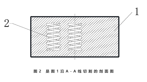 图2 是图1沿A-A线切割的剖面图-一种新型橡胶减震垫-1