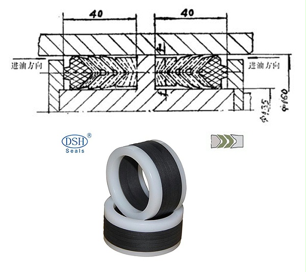 V型组合密封圈的截面图及密封件油封产品图