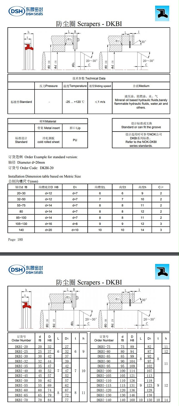 新版防尘圈DKBI规格尺寸表