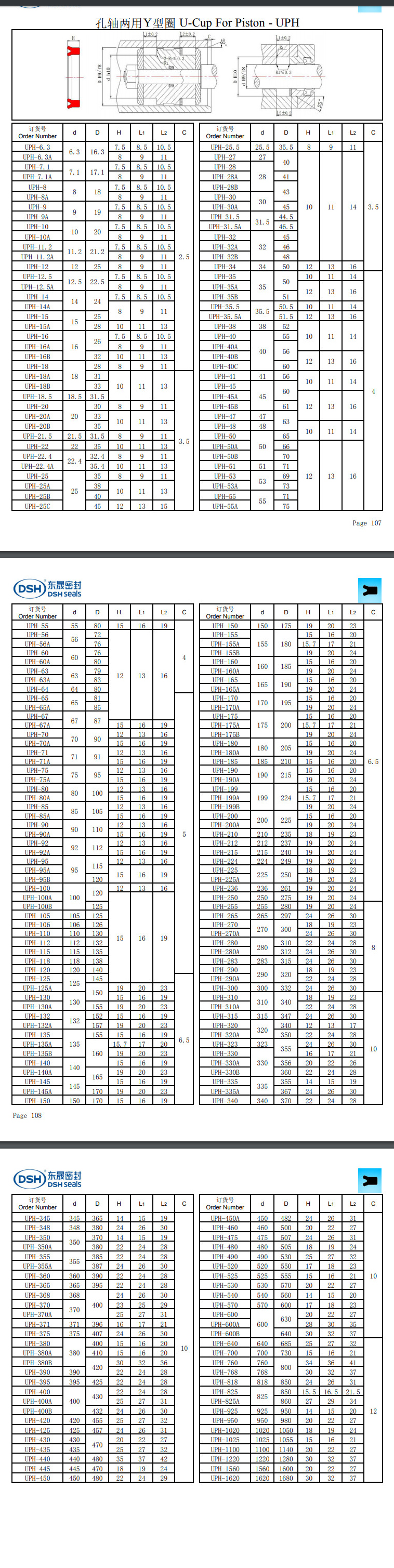 孔轴两用Y型圈UPH