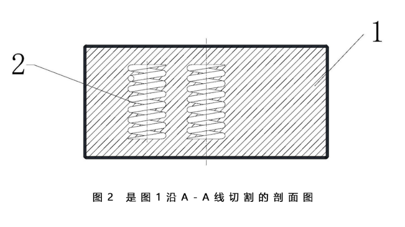 图2 是图1沿A-A线切割的剖面图-一种新型橡胶减震垫-1
