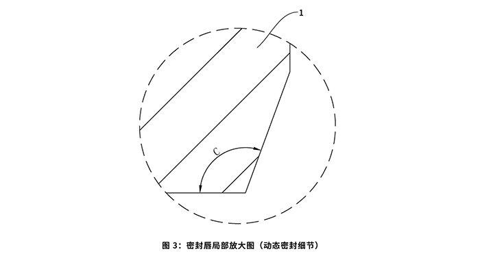 一种油封及其加工治具：图 3：密封唇局部放大图（动态密封细节）